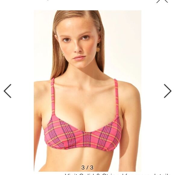 Solid & Striped Plaid Bikini In Pink Madras - Picture 2 of 10